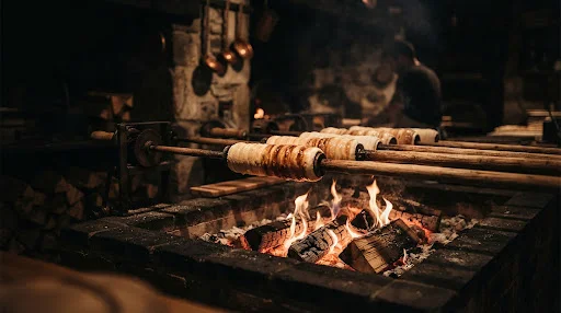 Artisanal chimney cake golden caramelized crust
